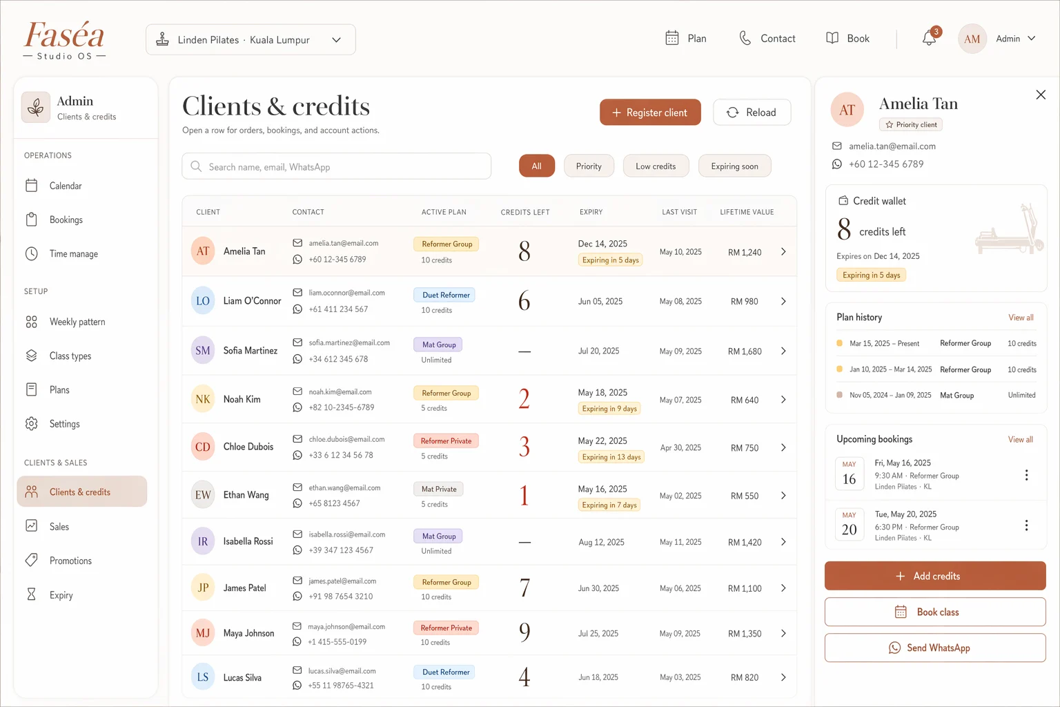 Faséa client credit wallets