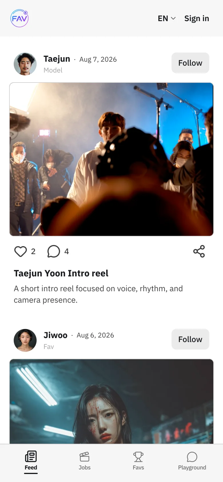 FAV mobile feed