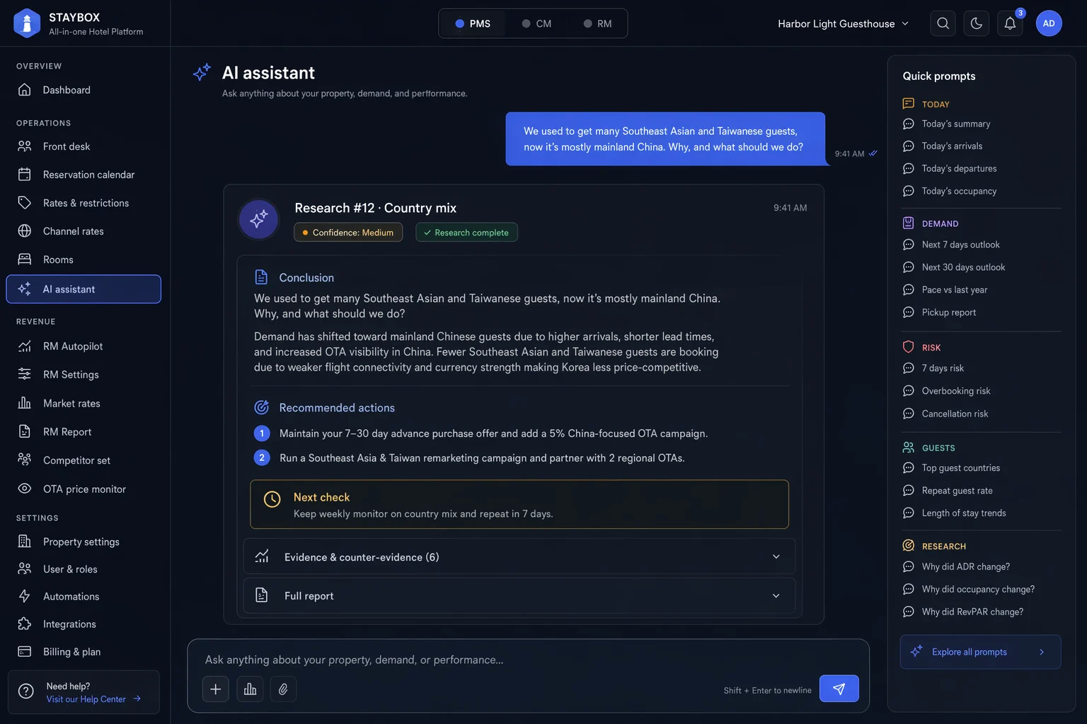 Staybox AI assistant research answer