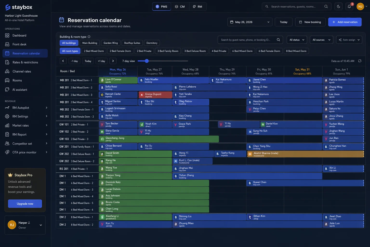 Staybox reservation calendar