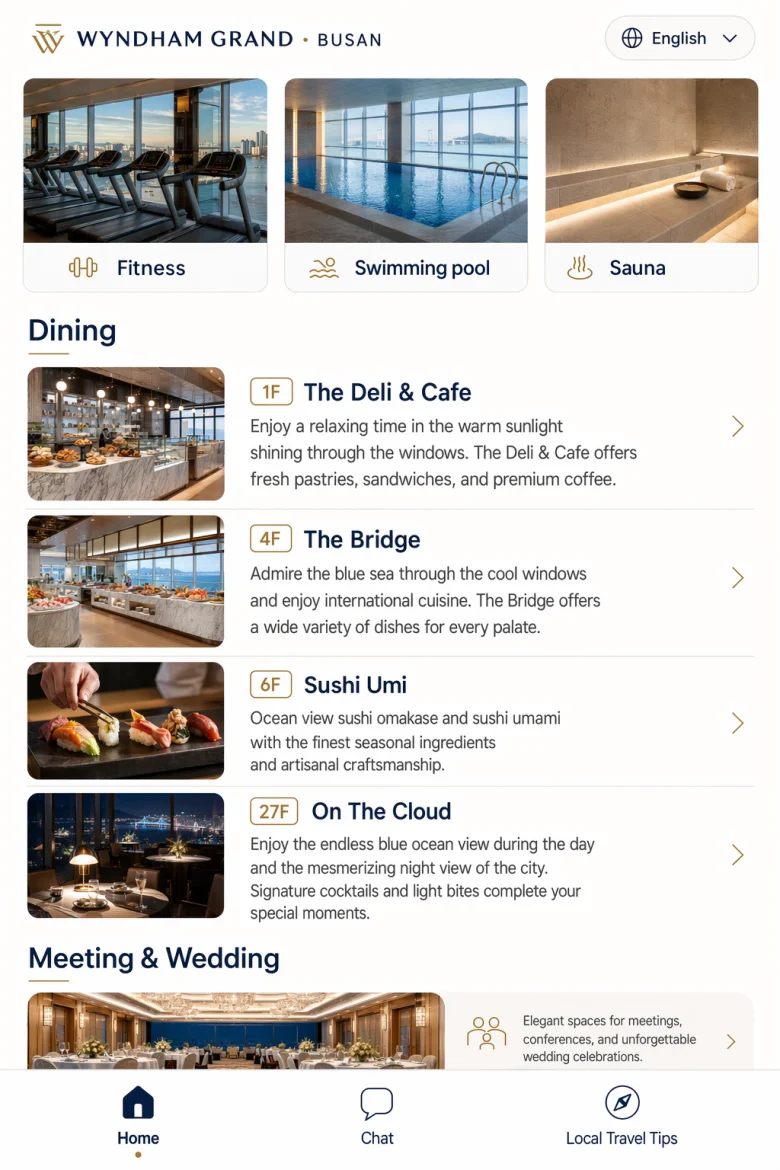 Hotel dining and facilities