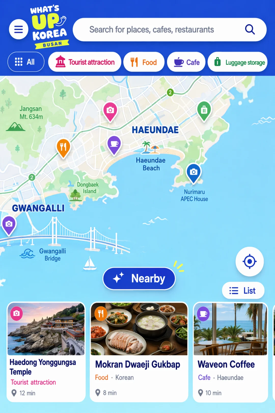 Map with nearby places
